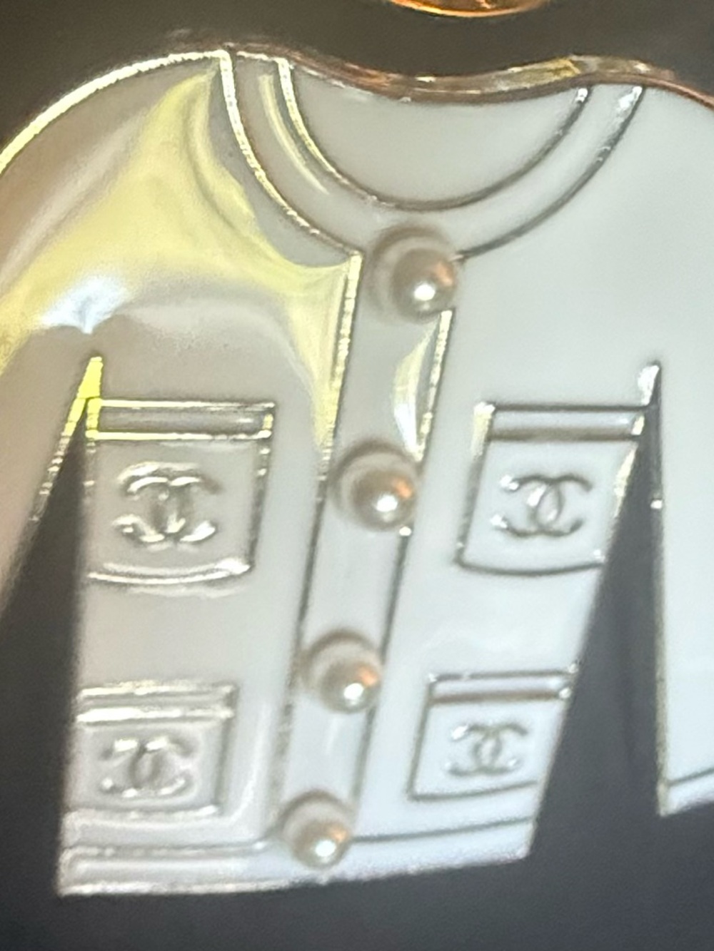 CHANEL White and Gold Jacket Charm